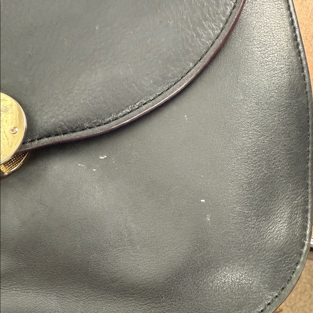 Antonio Melani Black Leather Crossbody Flap Bag Gold Hardware - Picture 13 of 14
